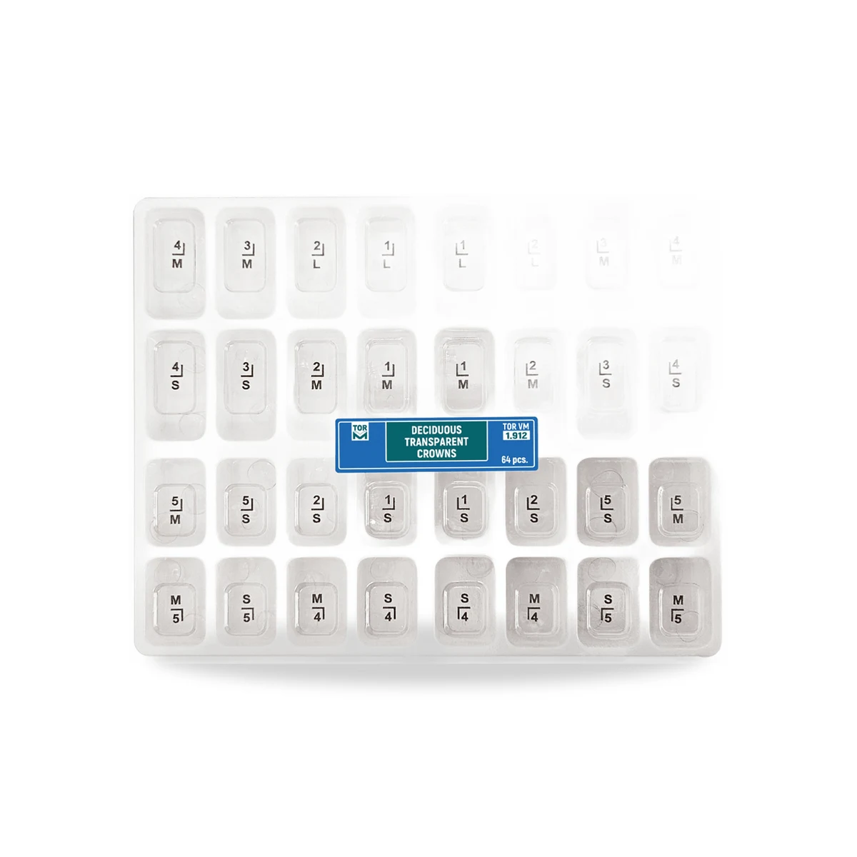 TOR VM Deciduous Transparent Crowns (1.912), 64 pcs